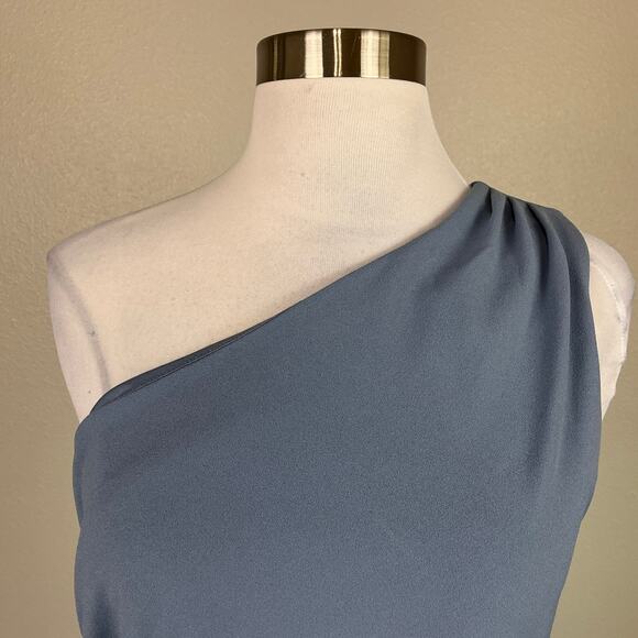 Sachin & Babi One Shoulder Long Column Evening Gown Slate Blue Size 12 Dress - Picture 8 of 12